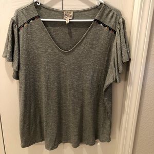 Como Vintage Aztec print ruffle sleeve